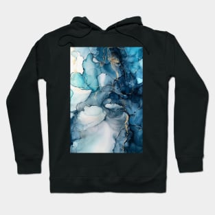 Cobalt Cascade - Abstract Alcohol Ink Art Hoodie